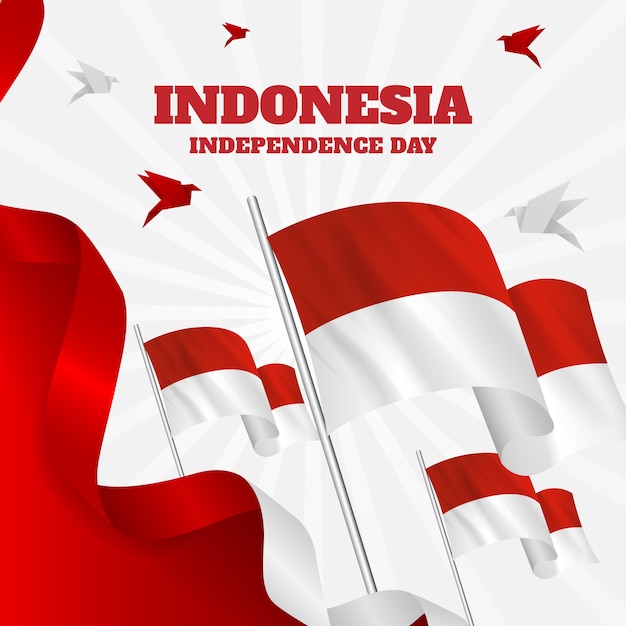Plik wektorowy realistyczna ilustracja obchodów dnia niepodległości indonezji
