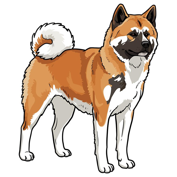 Wektor realistyczna ilustracja psa akita inu