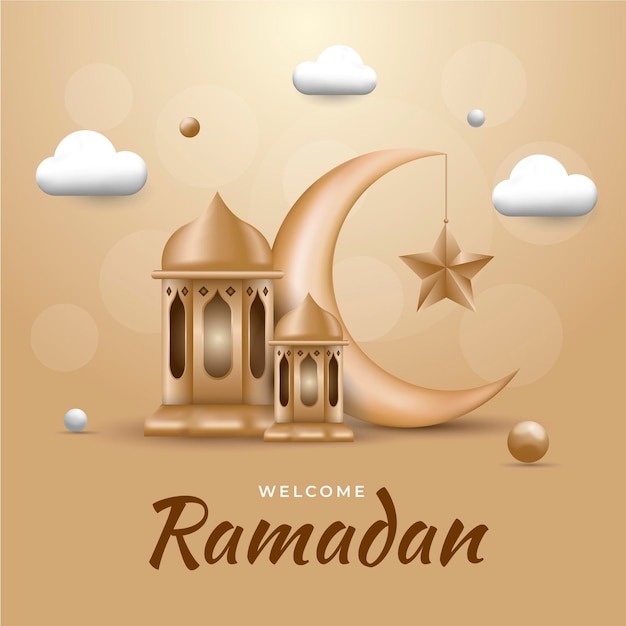 Plik wektorowy realistyczna ilustracja ramadanu