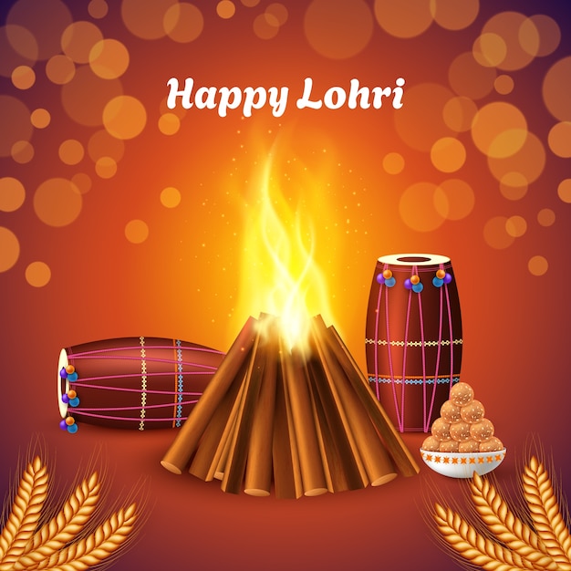 Realistyczna ilustracja świętowania festiwalu lohri