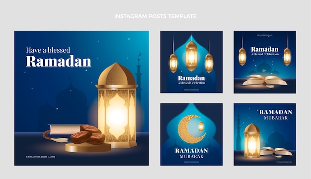 Realistyczna kolekcja postów na ramadan na Instagramie