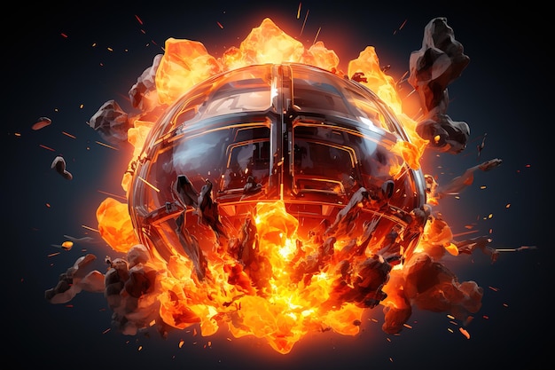 Plik wektorowy realistyczna kula ognia świetląca się kula energia oświetlenia pomarańczowa sfera grzmotów błyskawica elektryczna eksplozja