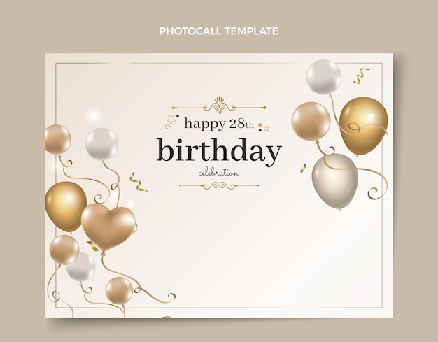 Plik wektorowy realistyczna, luksusowa, złota fototapeta urodzinowa