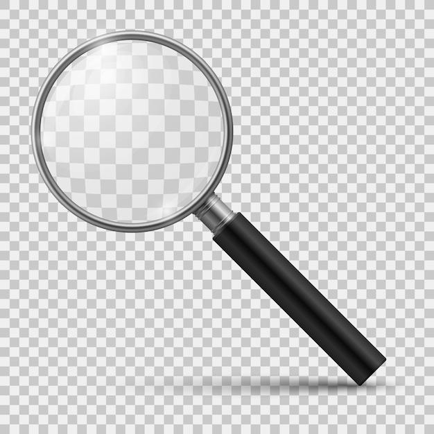 Realistyczna lupa. Szkło powiększające, narzędzia powiększające Lupa mikroskop optyczny. Realistyczne na białym tle 3d