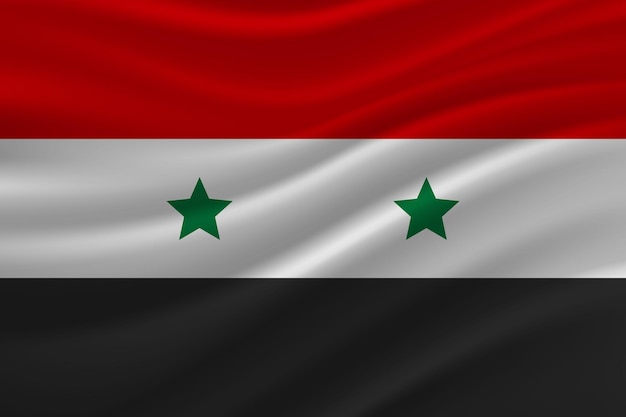 Realistyczna machająca flaga Syrii kołysząca się na wietrze Jedwabna falista flaga Syrii