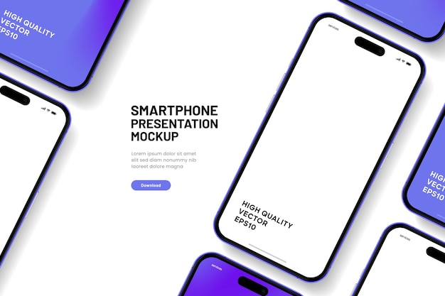 Realistyczna maketa smartfonu Wektor telefonu komórkowego z izolowanym na białym tle Przednia część urządzenia