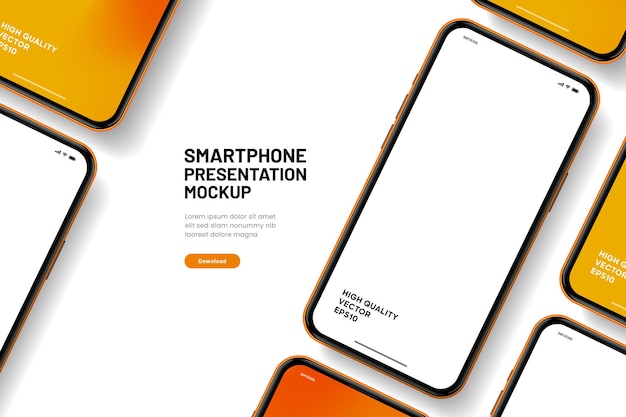Realistyczna maketa smartfonu Wektor telefonu komórkowego z izolowanym na białym tle Przednia część urządzenia