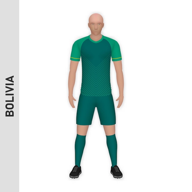 Plik wektorowy realistyczna makieta 3d piłkarza bolivia football team kit