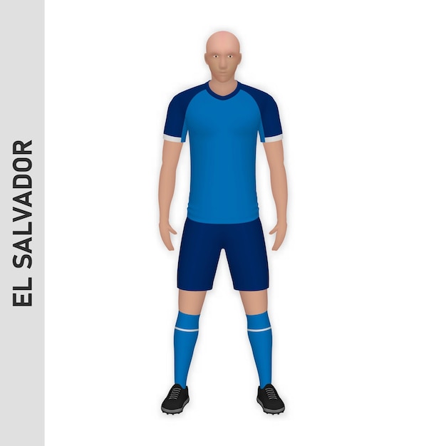 Plik wektorowy realistyczna makieta 3d piłkarza el salvador football team kit