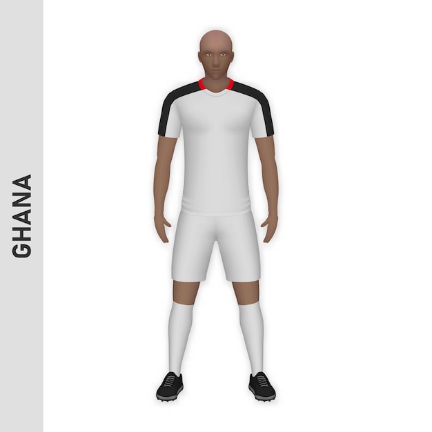 Plik wektorowy realistyczna makieta 3d piłkarza ghana football team kit templ