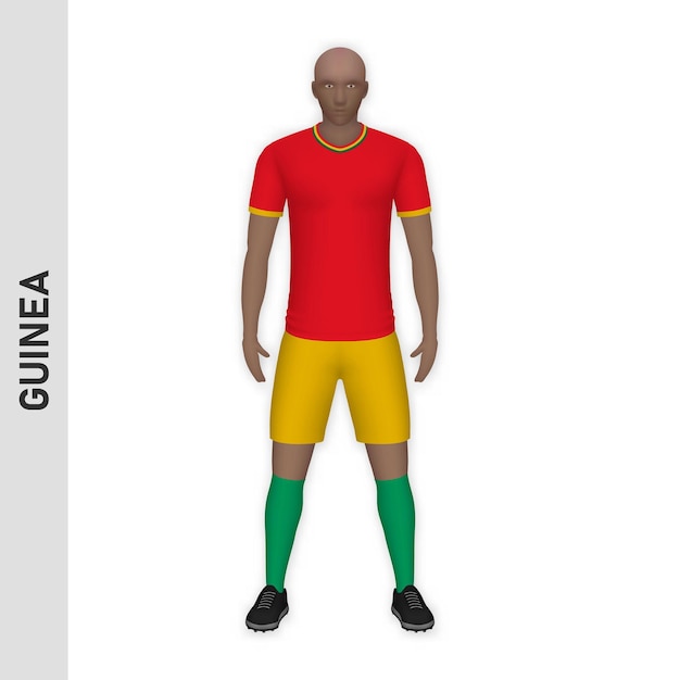 Realistyczna Makieta 3d Piłkarza Gwinea Zestaw Tempa Drużyny Piłkarskiej