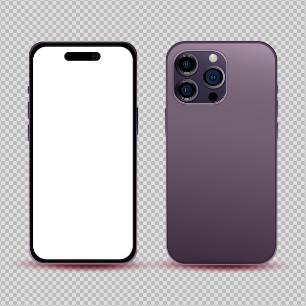 Realistyczna makieta bez tła fioletowego telefonu komórkowego Vector