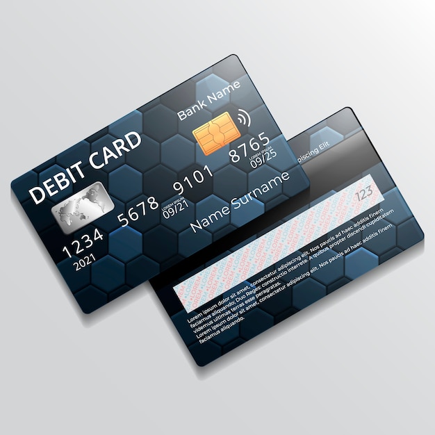 Plik wektorowy realistyczna makieta karty debetowej