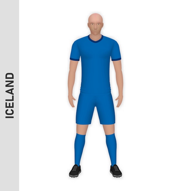 Realistyczna Makieta Piłkarza 3d Z Motywem Reprezentacji Islandii