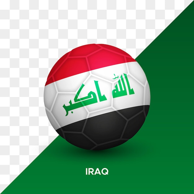 Realistyczna Makieta Piłki Nożnej Z Flagą Iraku 3d Ilustracji Wektorowych Na Białym Tle