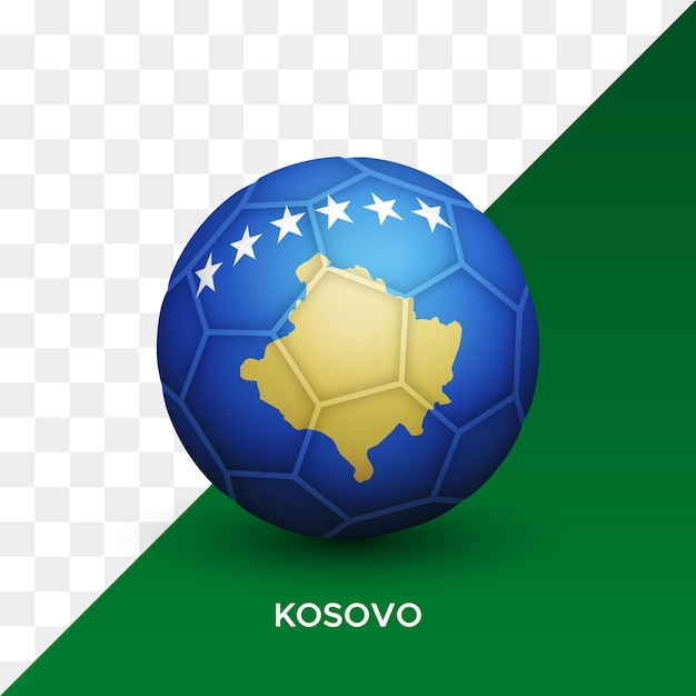 Realistyczna Makieta Piłki Nożnej Z Flagą Kosowa Kosowa 3d Wektor Ilustracja Na Białym Tle
