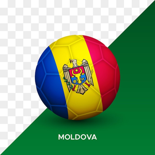 Realistyczna Makieta Piłki Nożnej Z Flagą Mołdawii 3d Ilustracji Wektorowych Na Białym Tle