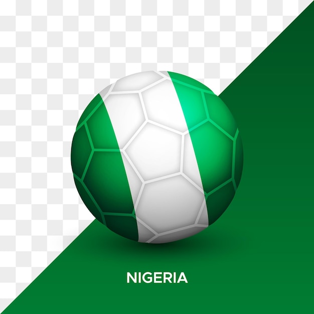 Realistyczna Makieta Piłki Nożnej Z Flagą Nigerii 3d Ilustracji Wektorowych Na Białym Tle