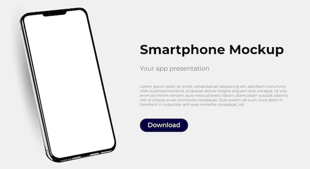 Realistyczna makieta szablonu smartfona do prezentacji doświadczeń użytkownika. Stylowy projekt koncepcyjny stron internetowych, aplikacji i stron docelowych.