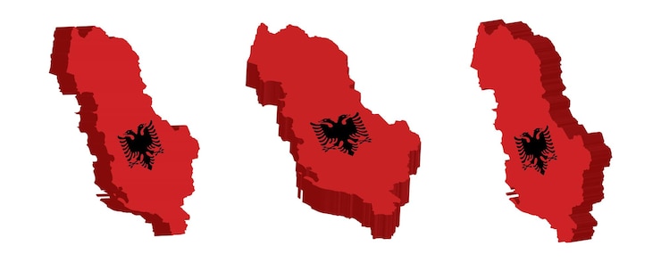 Wektor realistyczna mapa 3d albanii wektor szablon projektu