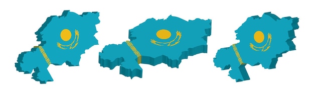 Realistyczna Mapa 3d Kazachstanu Wektor Szablon Projektu