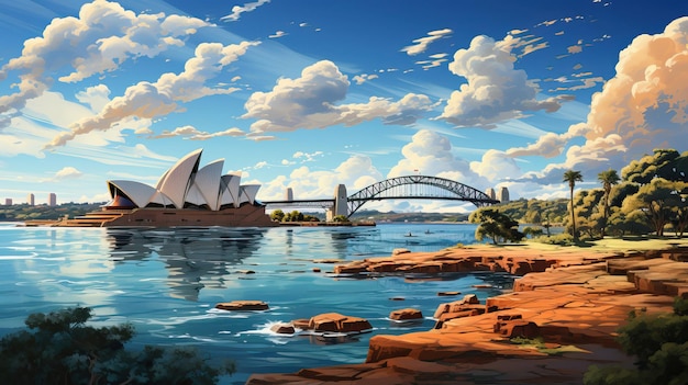 Plik wektorowy realistyczna scena wektorowa sydney na białym tle