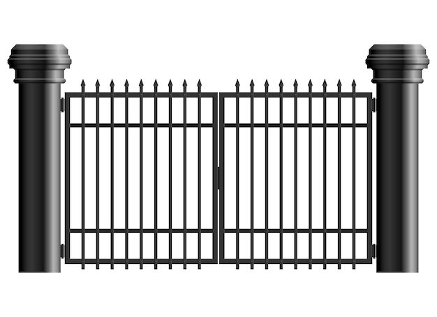 Plik wektorowy realistyczna stalowa brama na białym tle