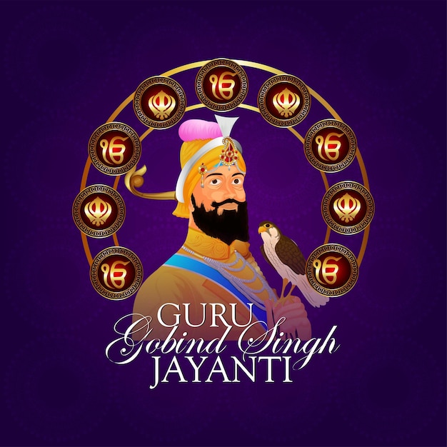 Realistyczna wektorowa ilustracja szczęśliwy guru gobind singh jayanti