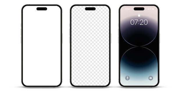 Realistyczna, wysokiej jakości makieta smartfona 3D z izolowanym tłem Kolekcja makiet inteligentnych telefonów