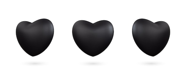 Plik wektorowy realistyczne 3d czarne serce wektor ikona ilustracja
