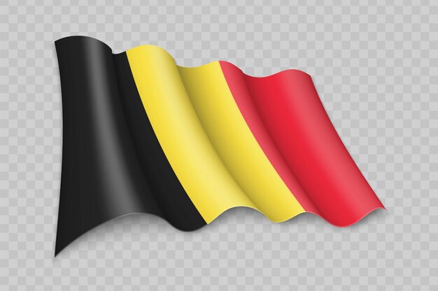 Plik wektorowy realistyczne 3d macha flagą belgii