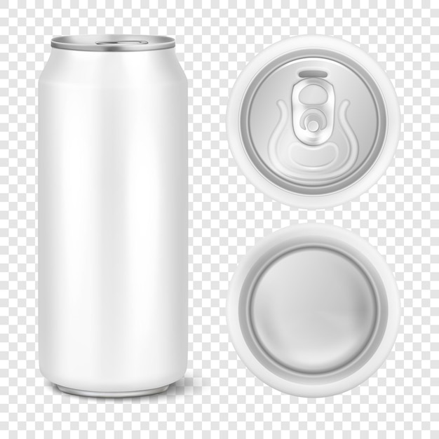 Plik wektorowy realistyczne 3d puste błyszczące metalowe opakowanie piwa z białego aluminium lub może wizualne 500 ml