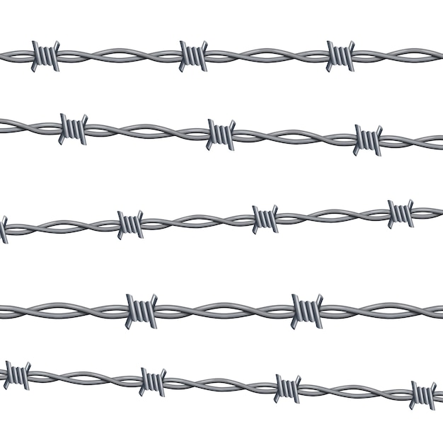 Plik wektorowy realistyczne 3d szczegółowe drut kolczasty linii wektor zestaw