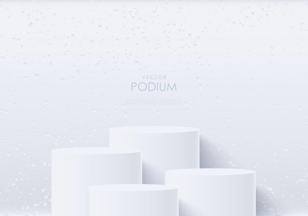 Realistyczne białe 3D cylindryczne tło podium Minimalna maketa lub abstrakcyjna prezentacja wyświetlacza produktu