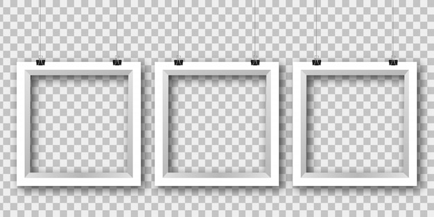 Realistyczne Białe Papierowe Ramki Na Przezroczystym Tle Do Dekoracji I Identyfikacji Wizualnej.