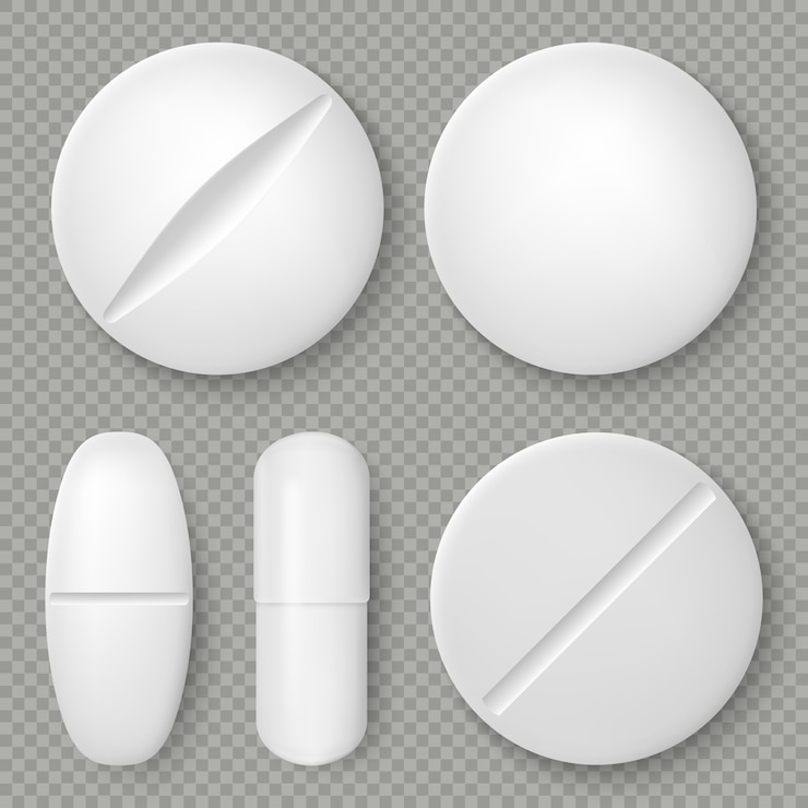Wektor realistyczne białe tabletki leku i tabletki na przezroczystym tle. obiekt projektu farmaceutycznego. szablon opieki zdrowotnej.