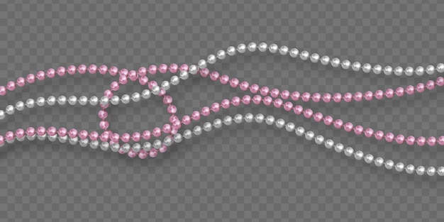 Plik wektorowy realistyczne błyszczące koraliki 3d w różowo-białej kolorystyce. izolowany element ozdobny projekt.