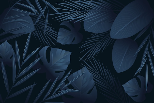 Plik wektorowy realistyczne ciemne tropikalne liście motyw tapety