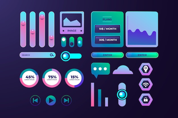 Plik wektorowy realistyczne elementy gradientu ui/ux
