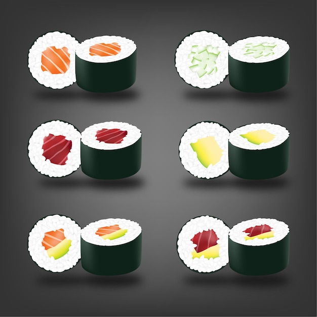 Plik wektorowy realistyczne japońskie sushi roll menu