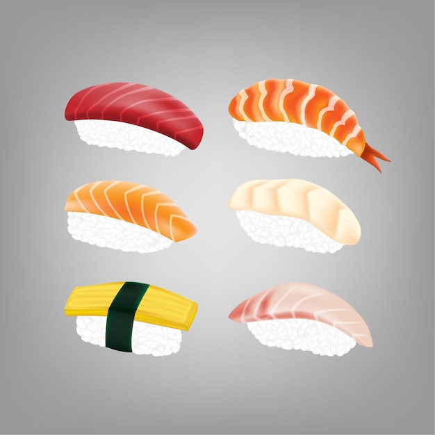 Plik wektorowy realistyczne japońskie sushi