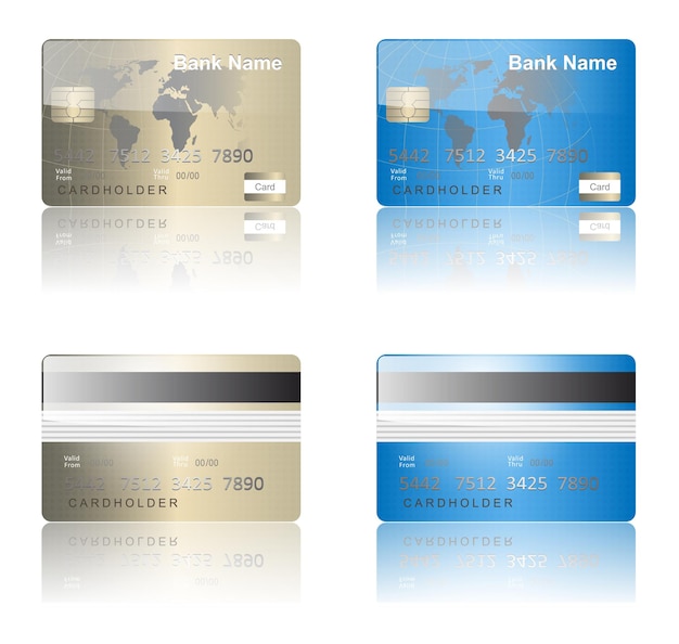 Plik wektorowy realistyczne karty kredytowe złoty i niebieski wektor