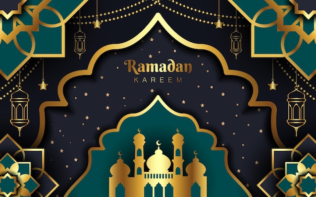 Realistyczne Luksusowe Tło Ramadan Kareem