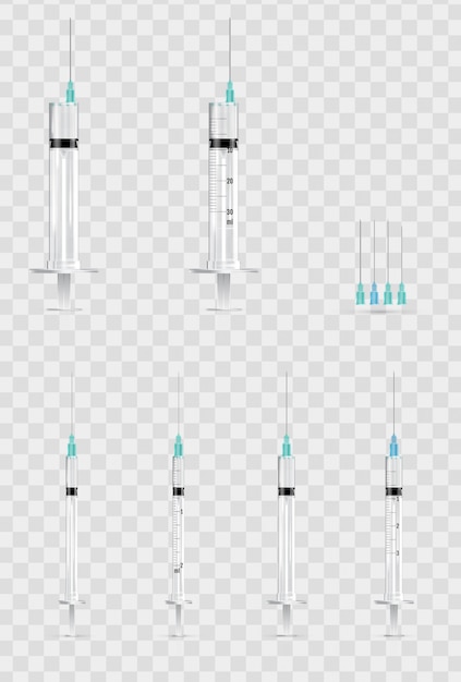 Plik wektorowy realistyczne medyczne strzykawki i igły.
