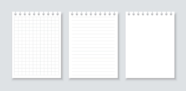 Realistyczne Notesy W Formie Kartek Liniowane I Kwadratowe Kartki Zeszytu