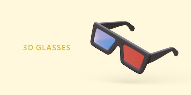 Plik wektorowy realistyczne okulary z soczewkami różnych kolorów stylowe anaglify do oglądania filmów 3d
