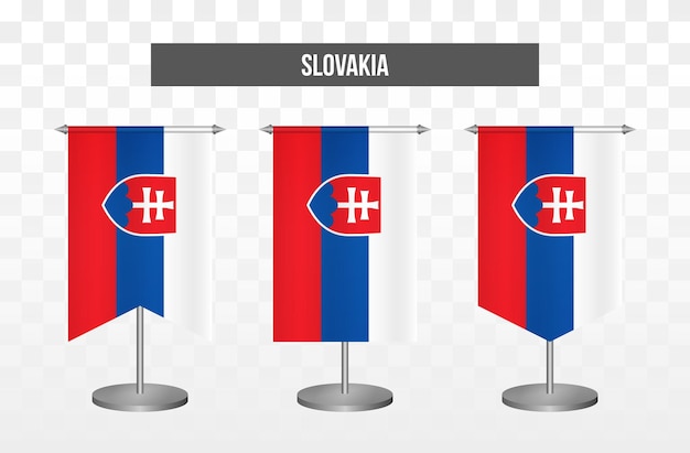 Realistyczne Pionowe 3d Wektor Ilustracja Biurko Flagi Słowacji Na Białym Tle
