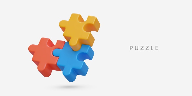 Wektor realistyczne puzzle z kolorowych elementów zabawka dla dzieci zagadka logiczna