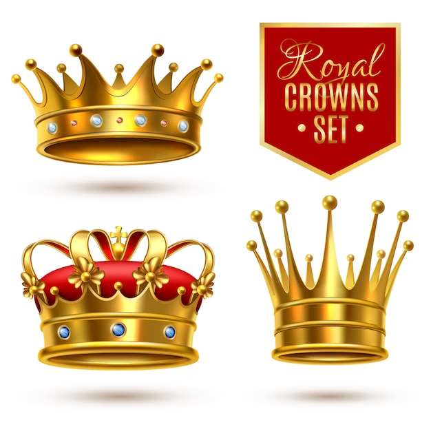 Realistyczne Royal Crown Icon Set