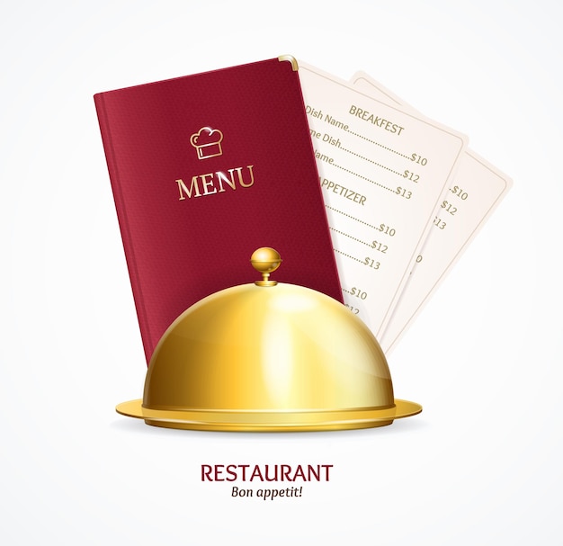 Plik wektorowy realistyczne szczegółowe 3d koncepcja menu restauracji wektor